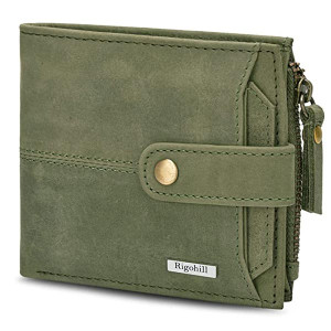 RIGOHILL Doger Olive Green Mens Leather Wallet
