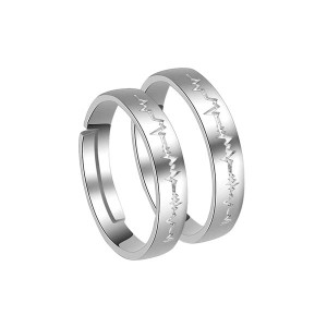 Silver-Plated Copper Silver-Toned Adjustable Couple Finger Rings